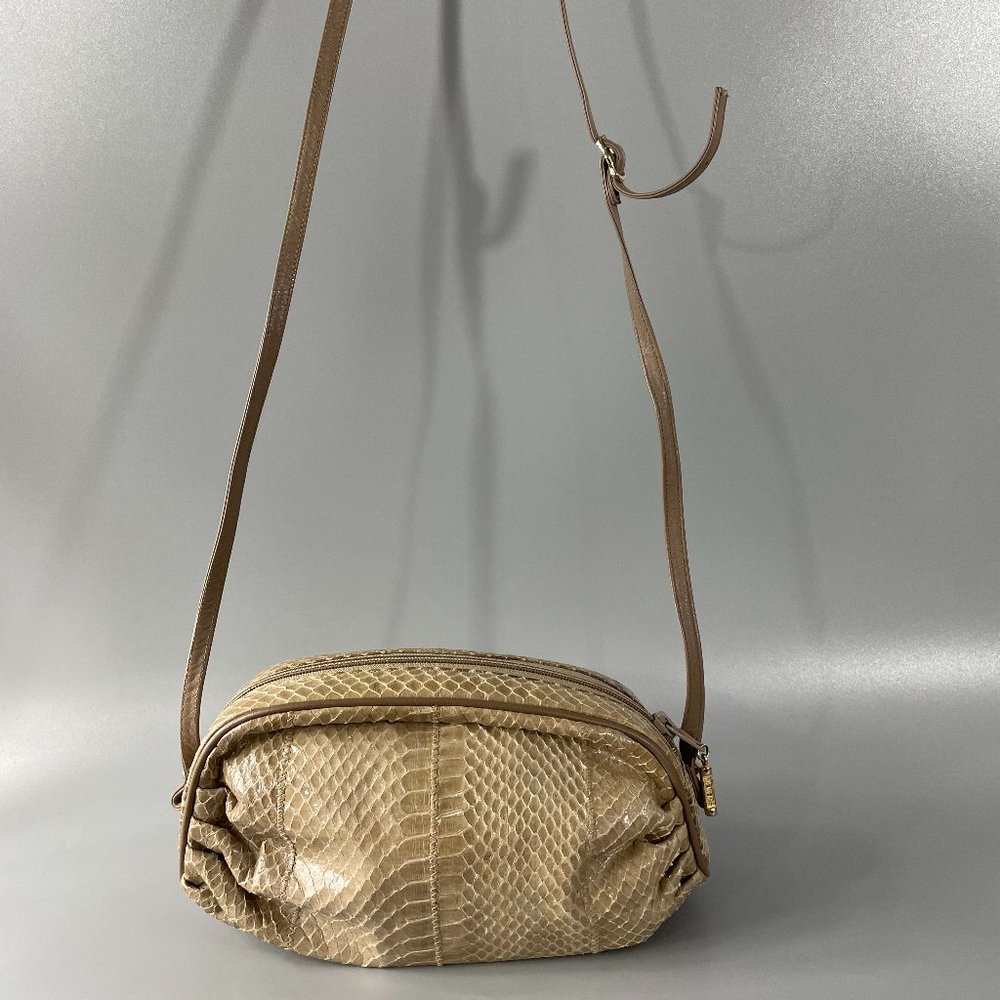 Exquisite Vintage MEYERS USA Snake Skin Mini Crossbody Bag, Beige/Brown